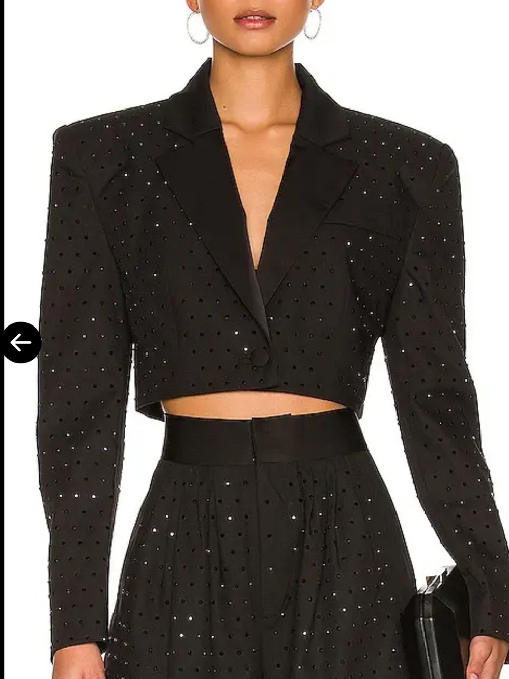 Ronny Kobo Collection Black and White Tuxedo Cropped Studded Blazer